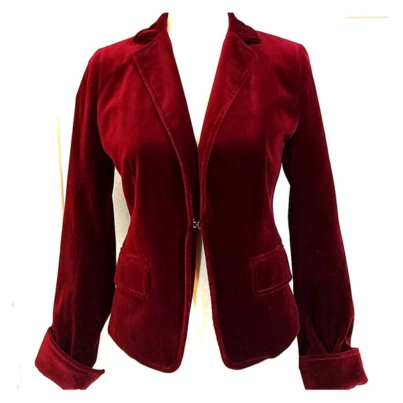 J. Crew Jackets & Blazers - J Crew Dark Red Cotton Velvet Burgundy Blazer